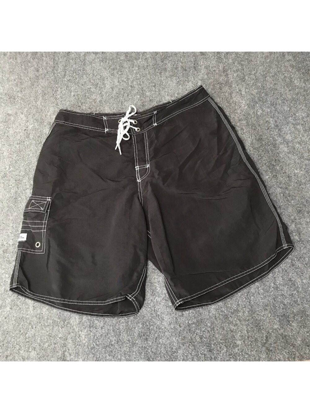 Vintage No Fear Board Shorts Mens 36 Black Surf Swim Trunks Bottoms Nylon Logo